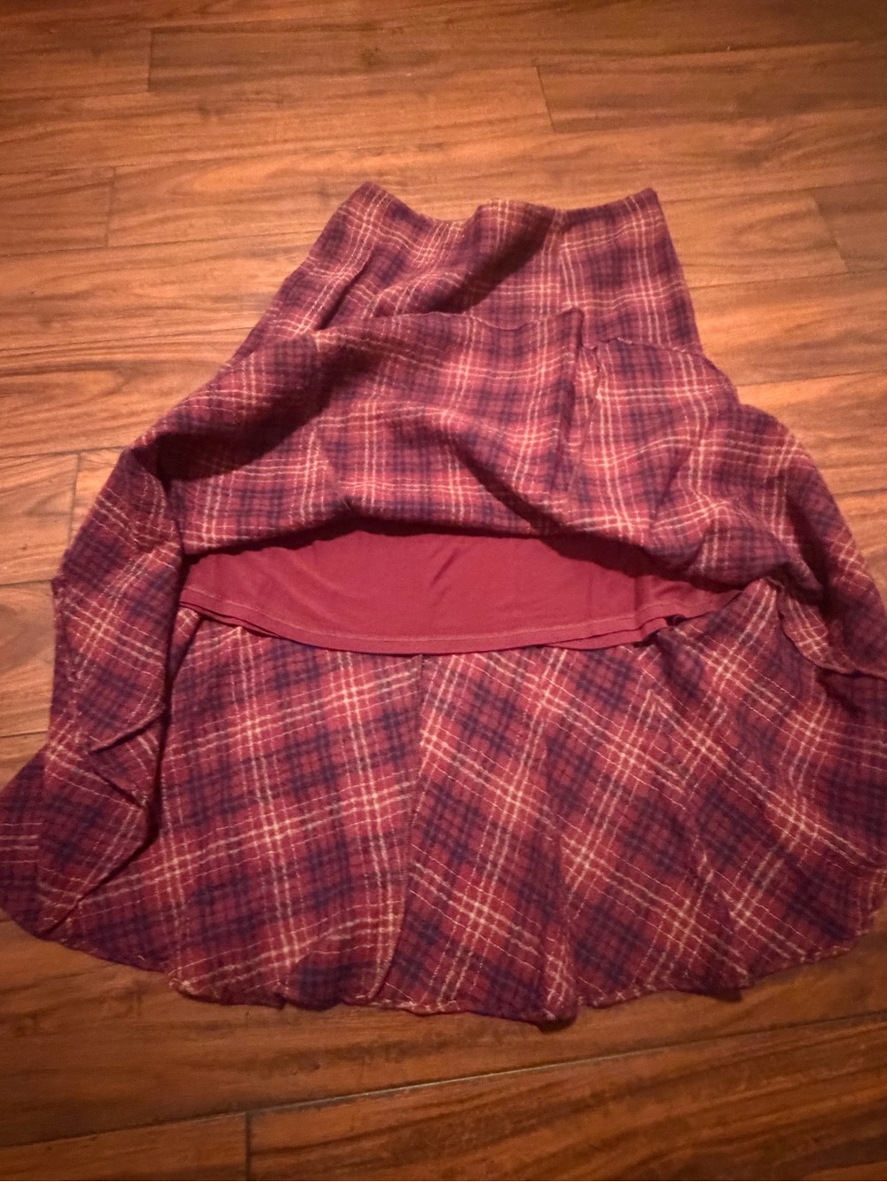 Maeve by Anthropologie Red Plaid Flared Midi Skirt wool, rayon blend sizes 8 - Picture 13 of 13